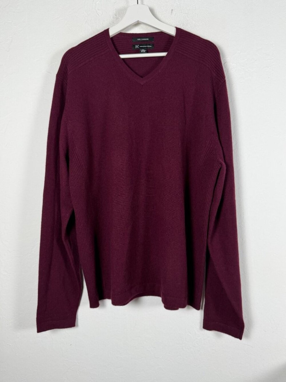 INC International Concepts Cashmere V-Neck Sweater Burgundy Men's XXL Pullover